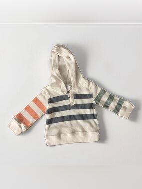 Splendid Baby 3-6M Waffle Knit Hooded Sweater Ivory Blue Green Striped
